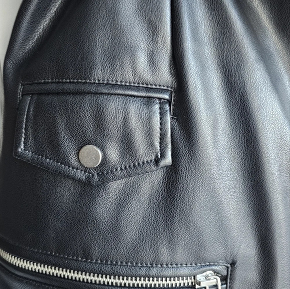 7 For All Mankind Leather Mini Skirt  Zipper Rock Belt Black size M - Picture 4 of 9